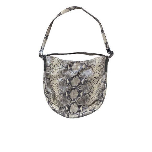 MICHAEL KORS WOMEN'S BLACK & TAN PYTHON HOBO CROSSBODY BAG - Picture 2 of 8